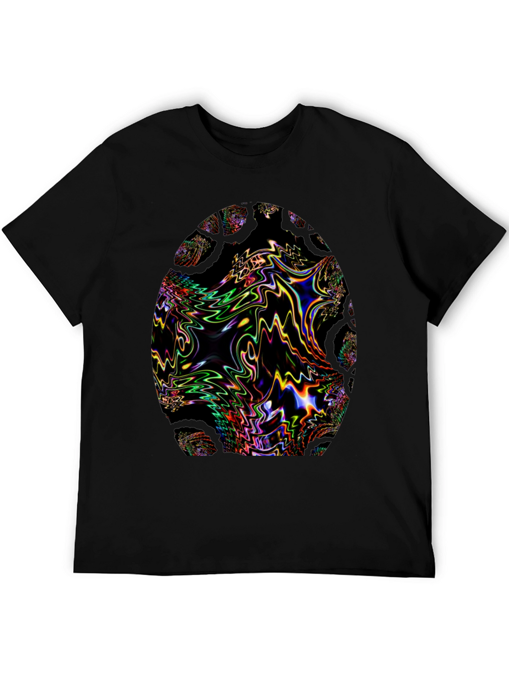 Psychedelic Fractal Egg Graphic Black T-Shirt
