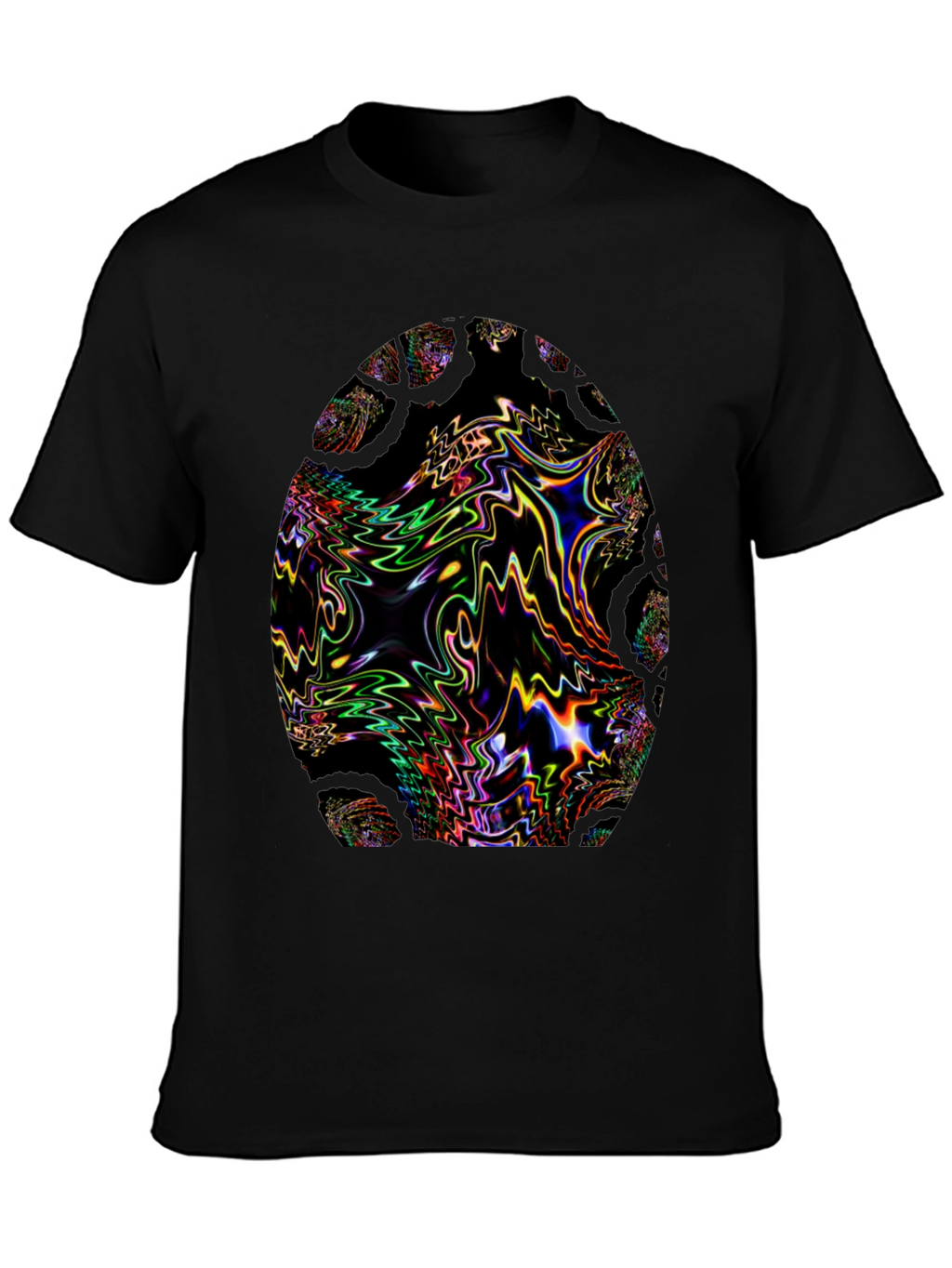 Psychedelic Fractal Egg Graphic Black T-Shirt