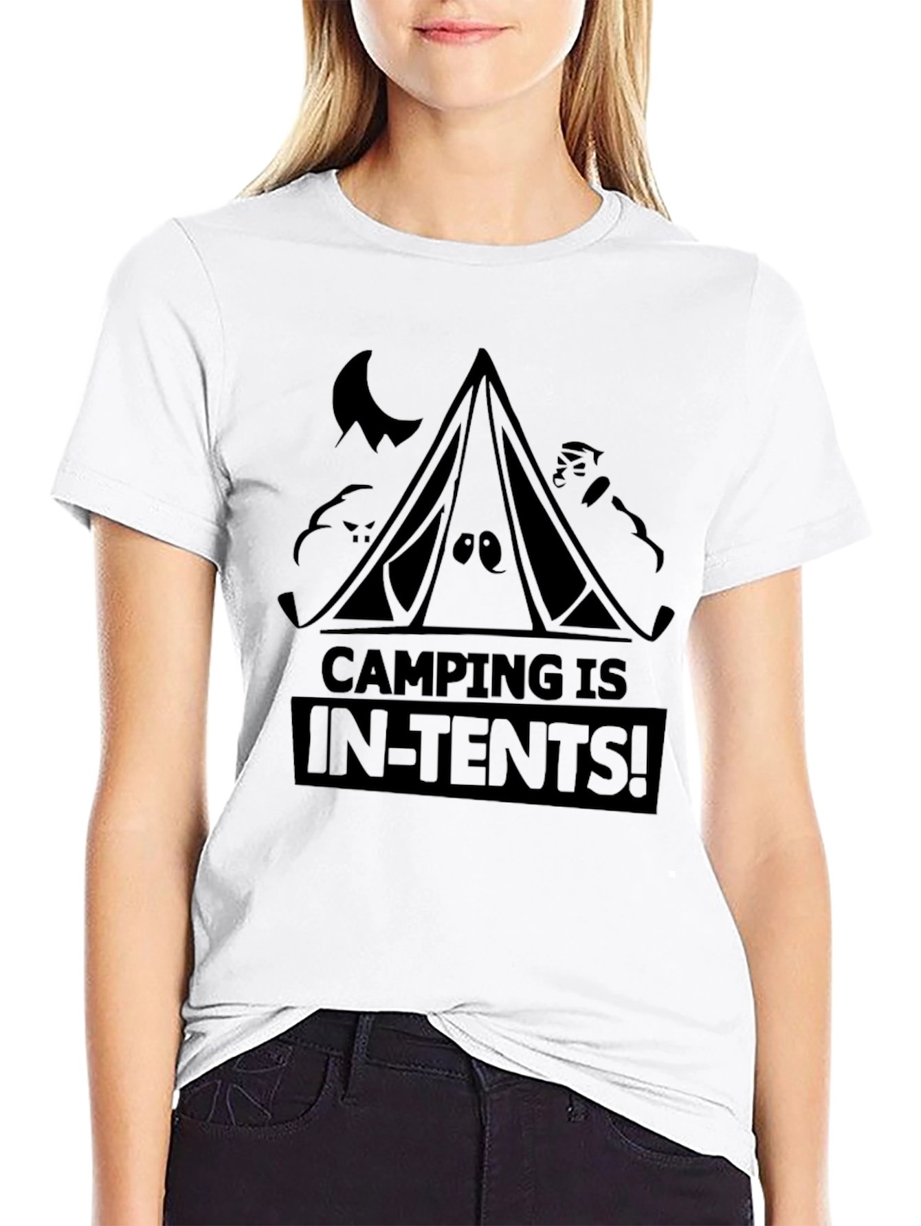 Camping Is In-Tents! Black Graphic Tee