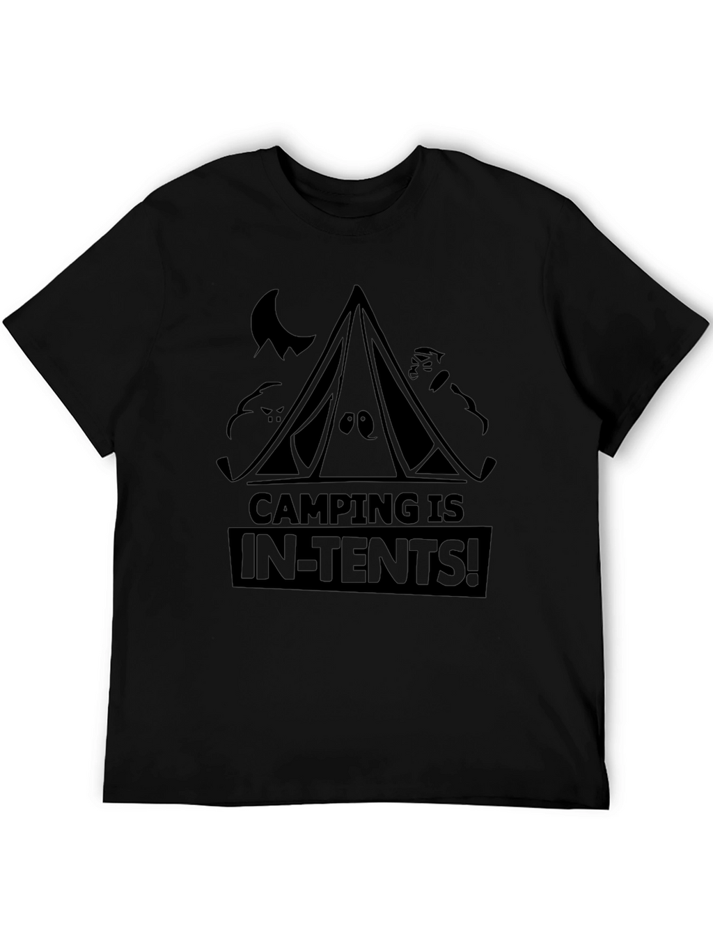 Camping Is In-Tents! Black Graphic Tee