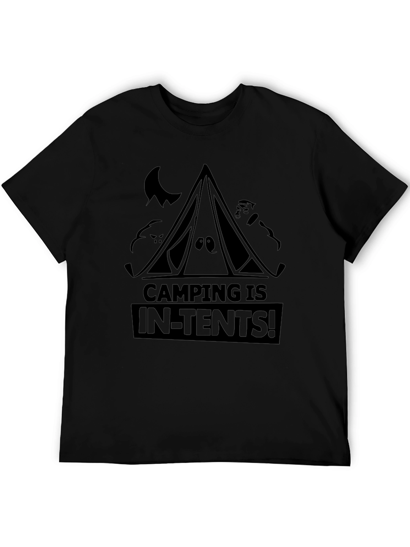 Camping Is In-Tents! Black Graphic Tee