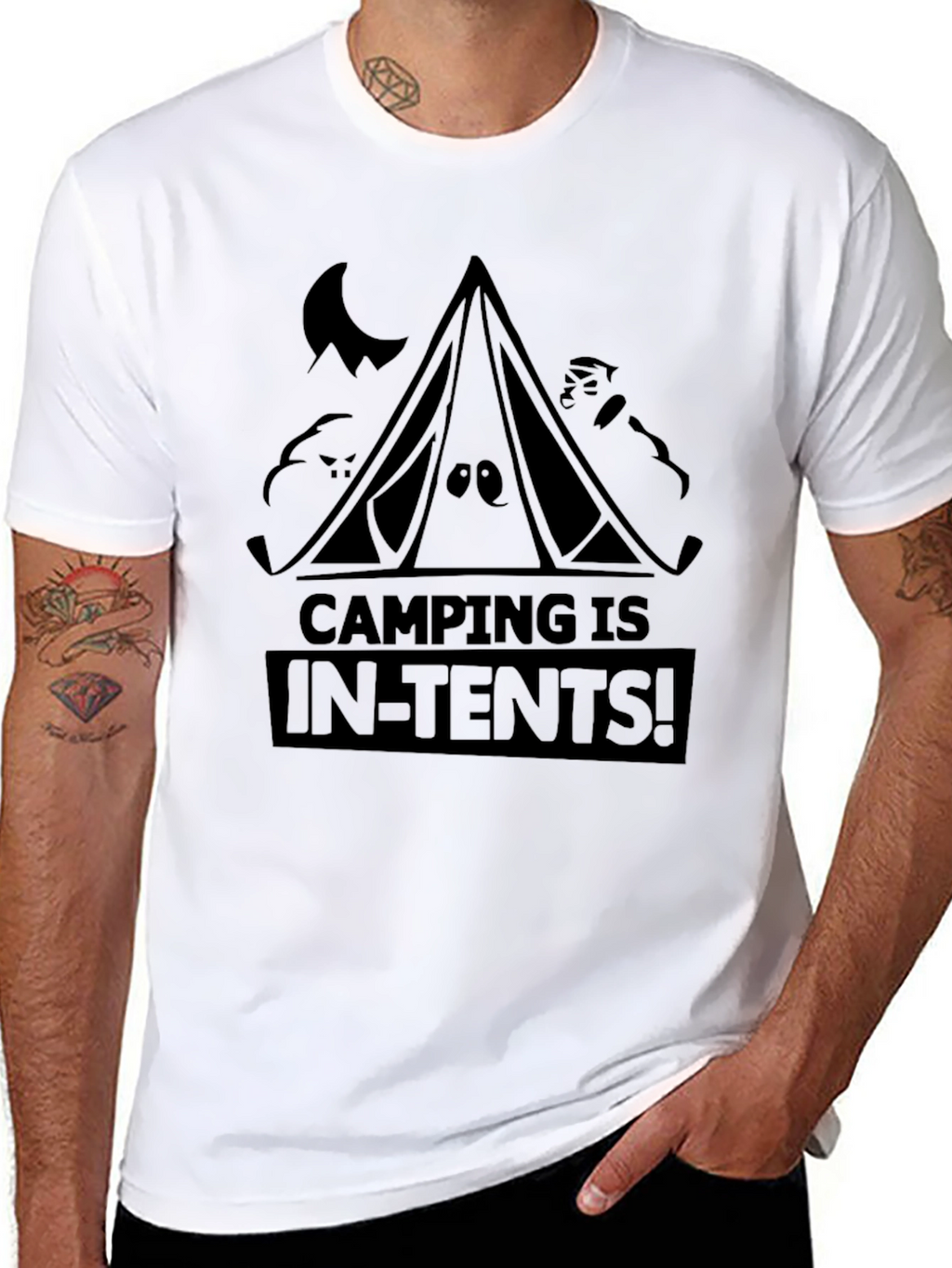 Camping Is In-Tents! Black Graphic Tee