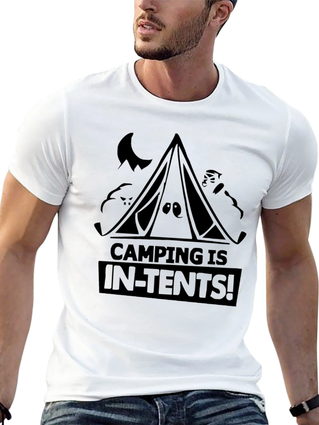 Camping Is In-Tents! Black Graphic Tee