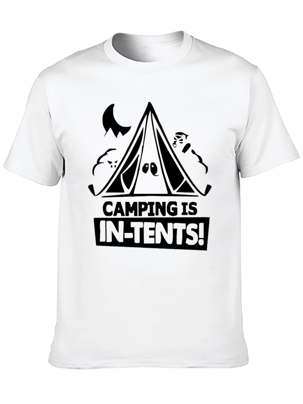 Camping Is In-Tents! Black Graphic Tee