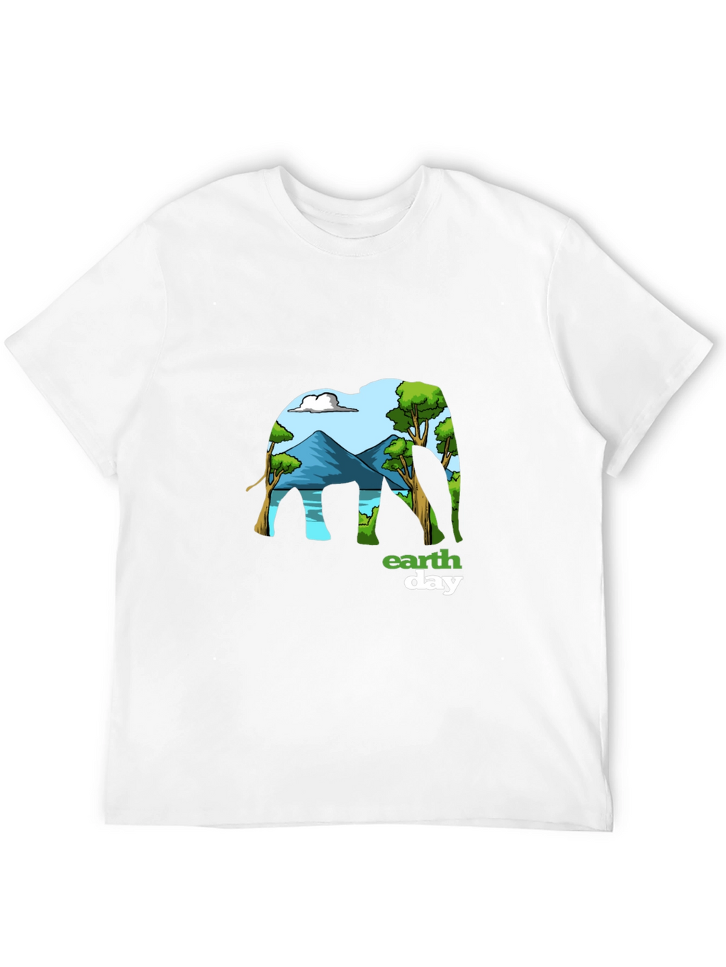 Earth Day Elephant Graphic Tee - Mens Black T-Shirt