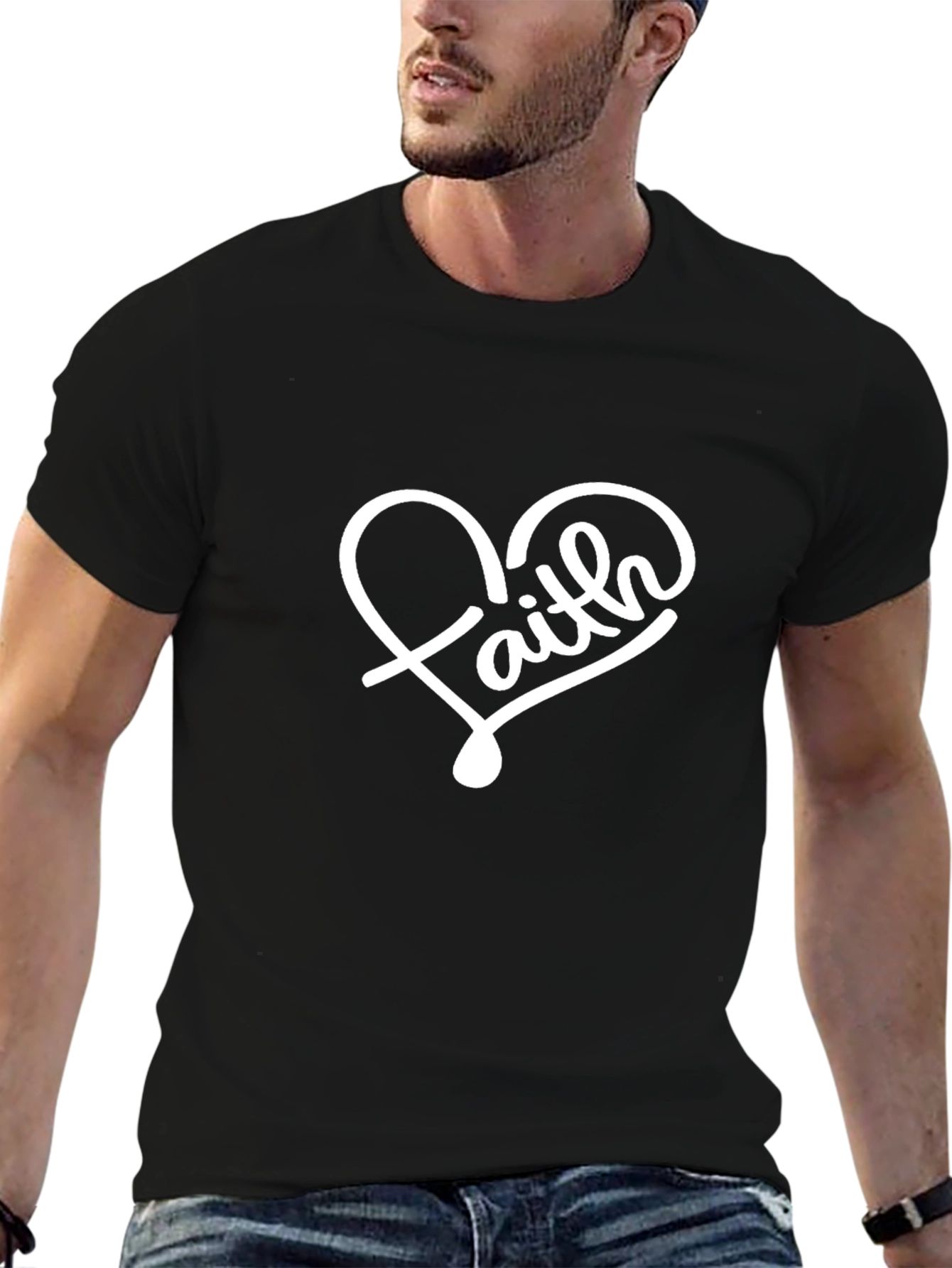 Faith Heart Graphic T-Shirt - Stylish Black Tee