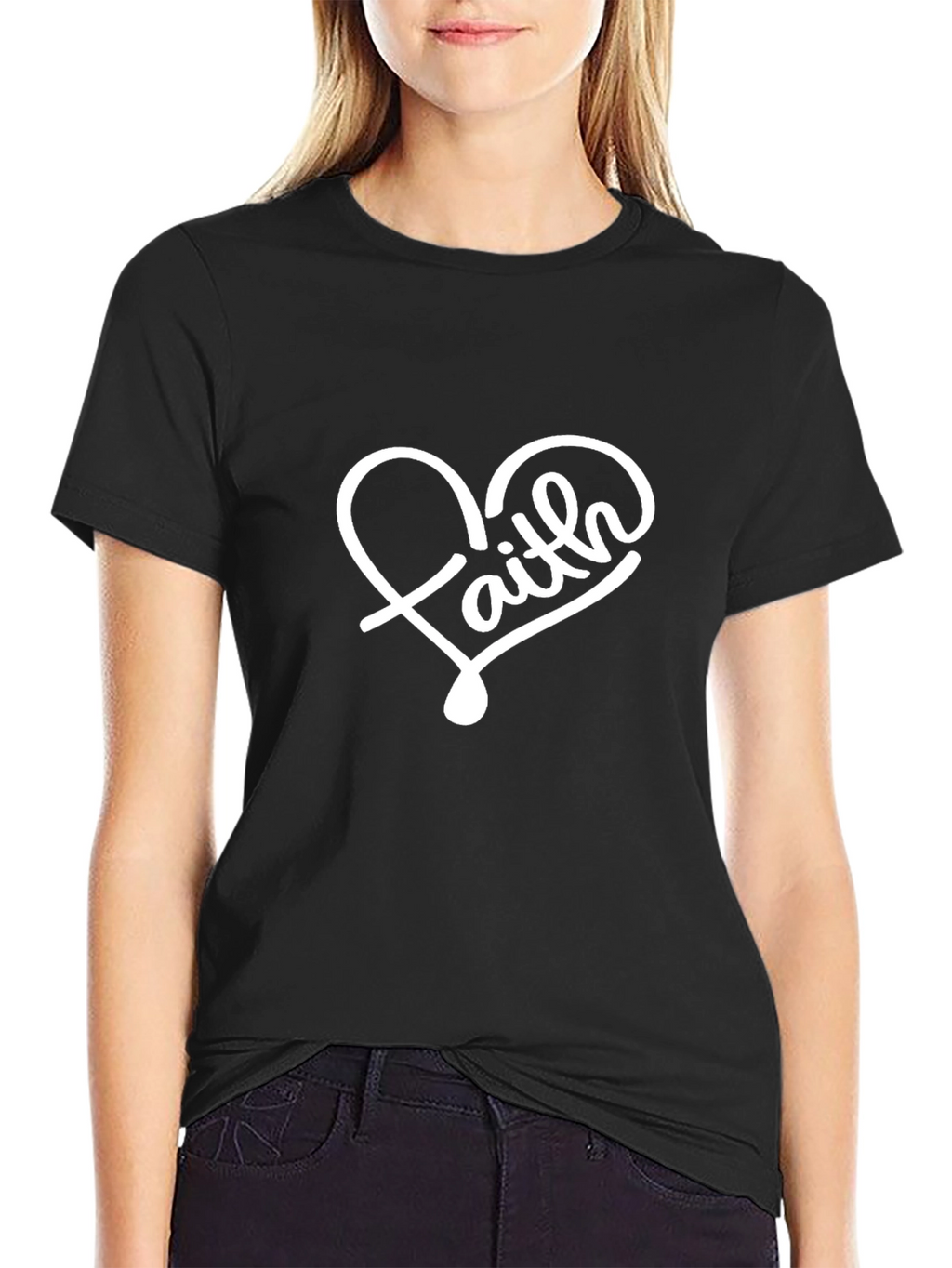 Faith Heart Graphic T-Shirt - Stylish Black Tee