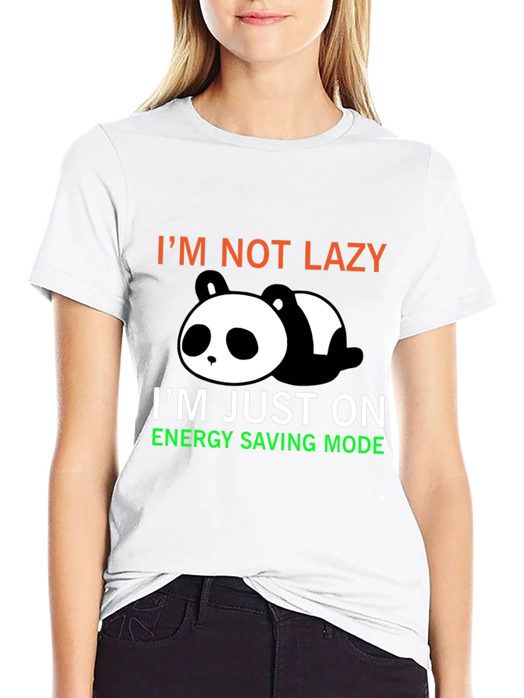 Lazy Panda Energy Saving Mode Graphic T-Shirt