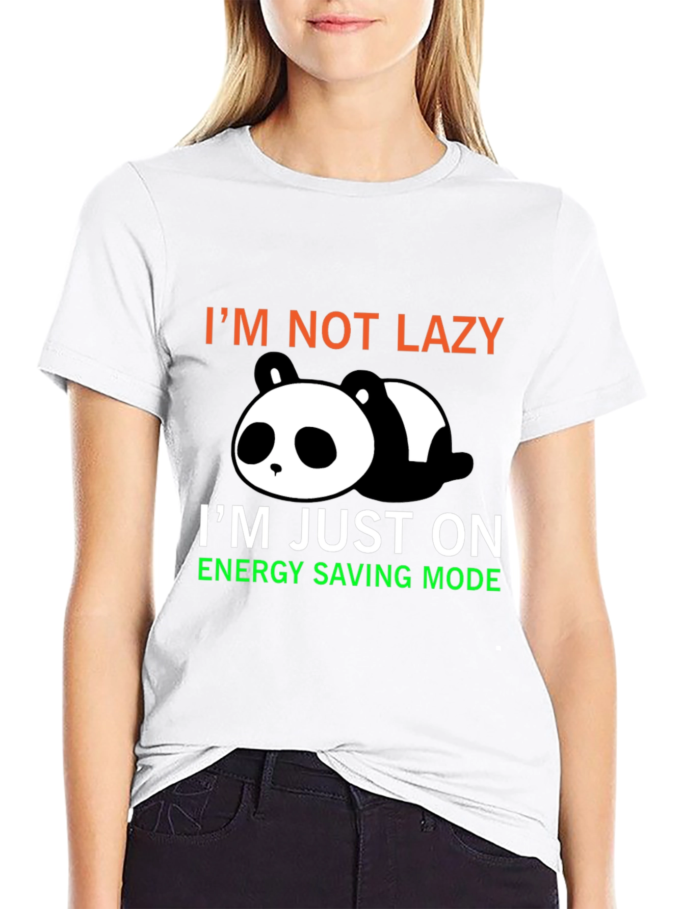 Lazy Panda Energy Saving Mode Graphic T-Shirt