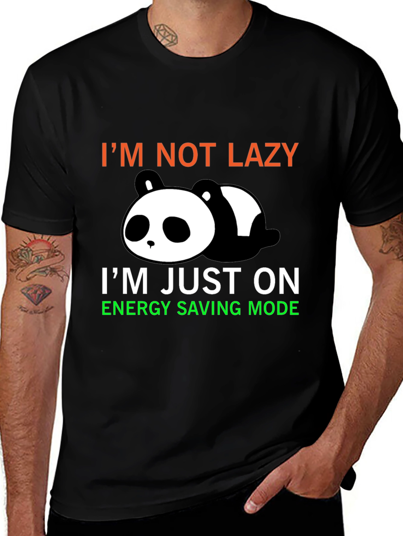 Lazy Panda Energy Saving Mode Graphic T-Shirt
