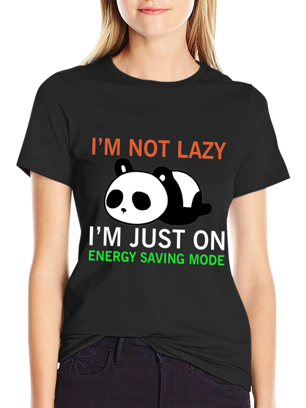 Lazy Panda Energy Saving Mode Graphic T-Shirt