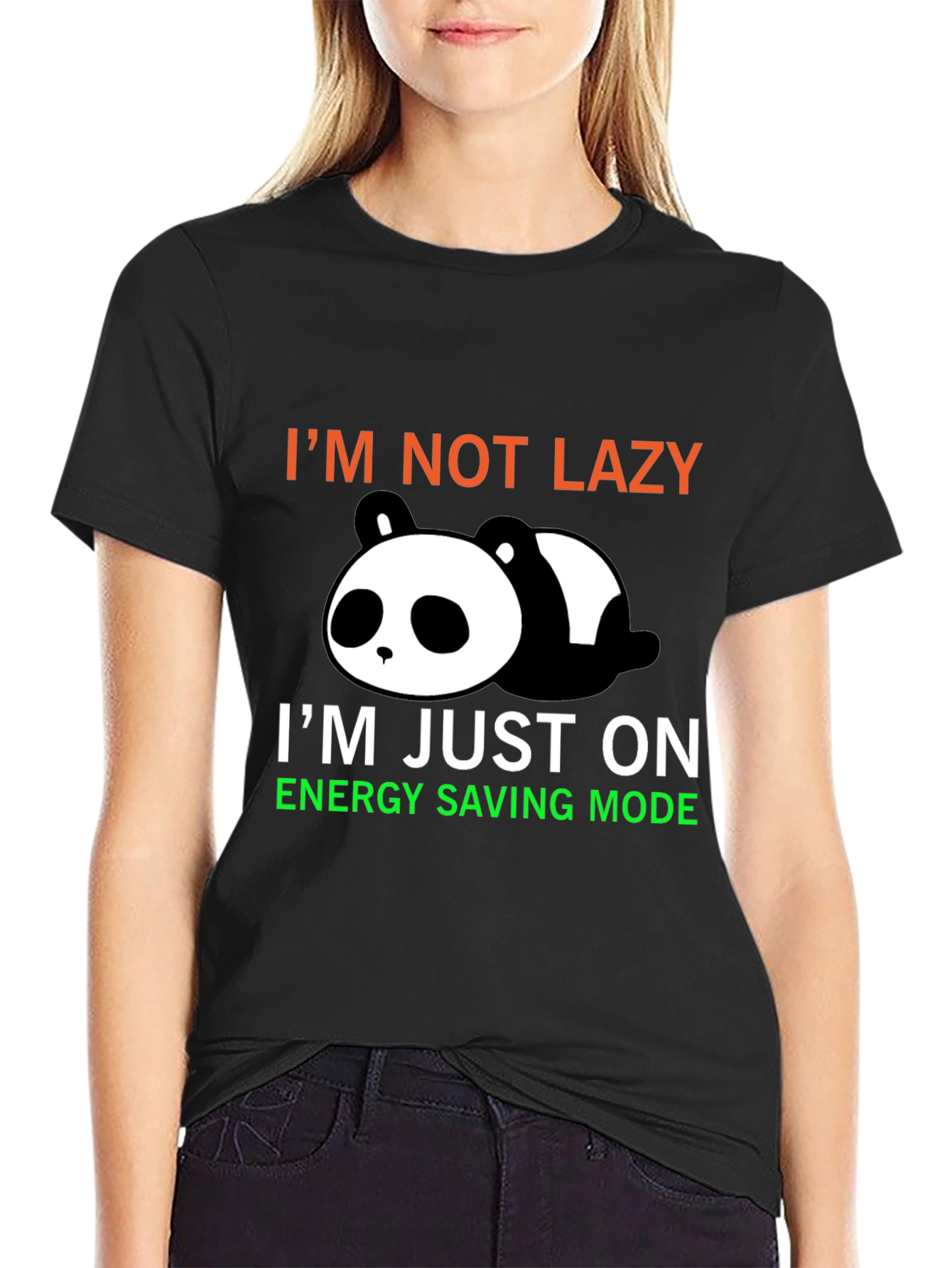 Lazy Panda Energy Saving Mode Graphic T-Shirt