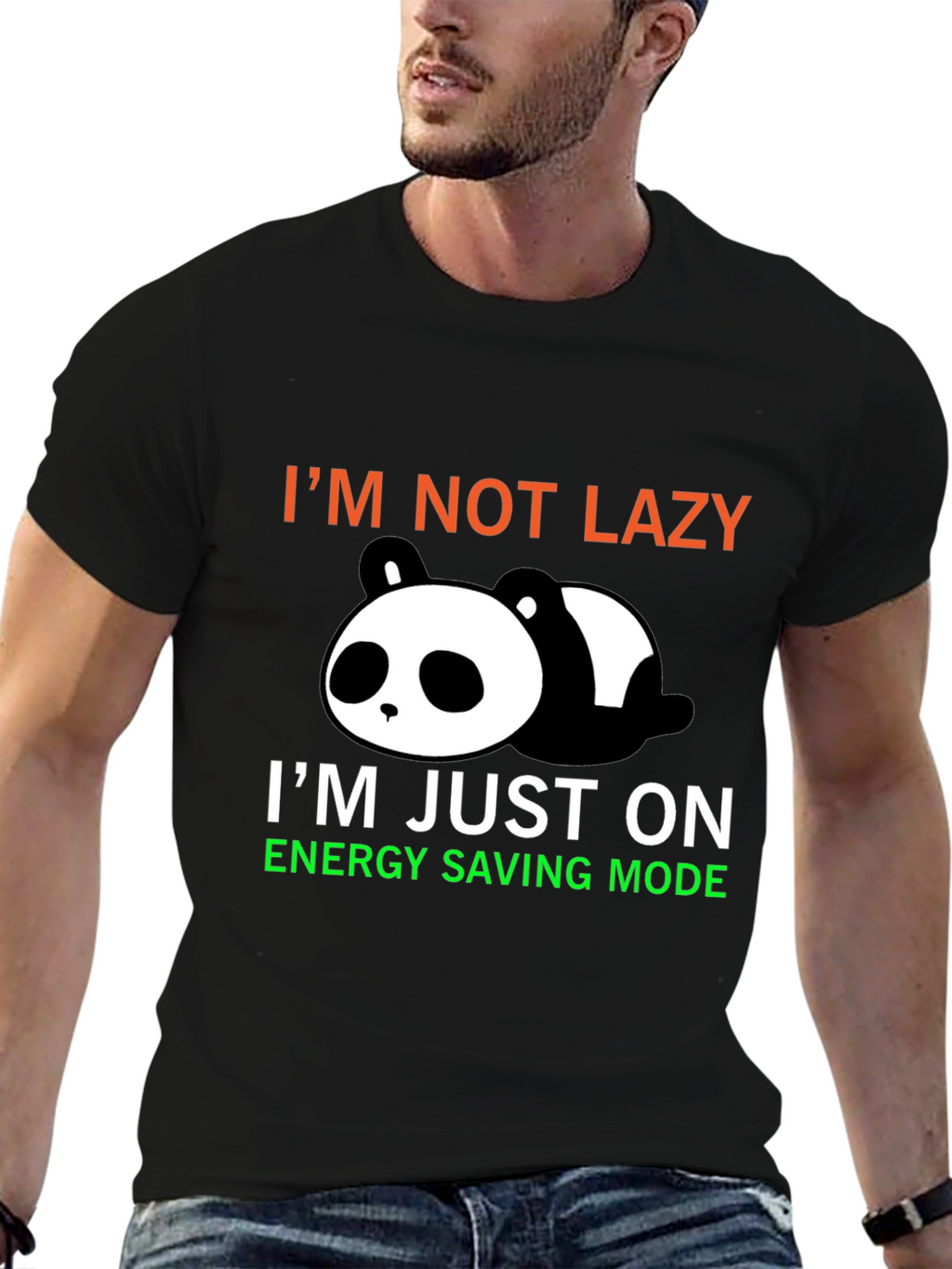 Lazy Panda Energy Saving Mode Graphic T-Shirt