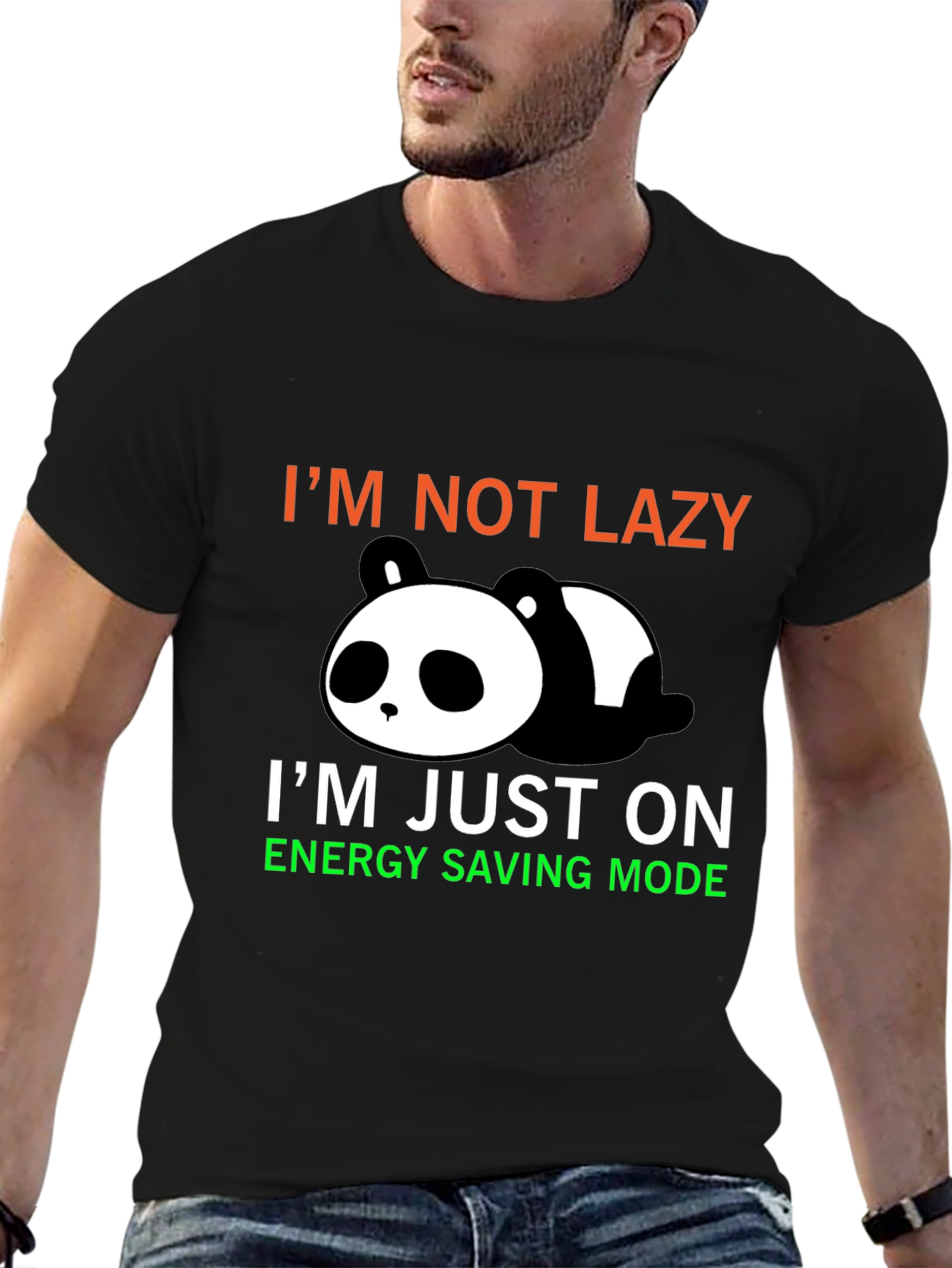 Lazy Panda Energy Saving Mode Graphic T-Shirt