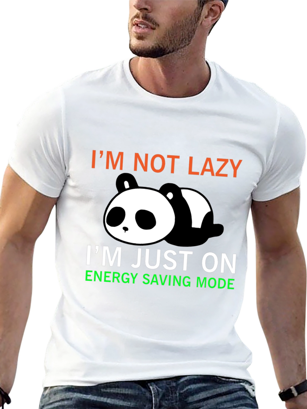 Lazy Panda Energy Saving Mode Graphic T-Shirt