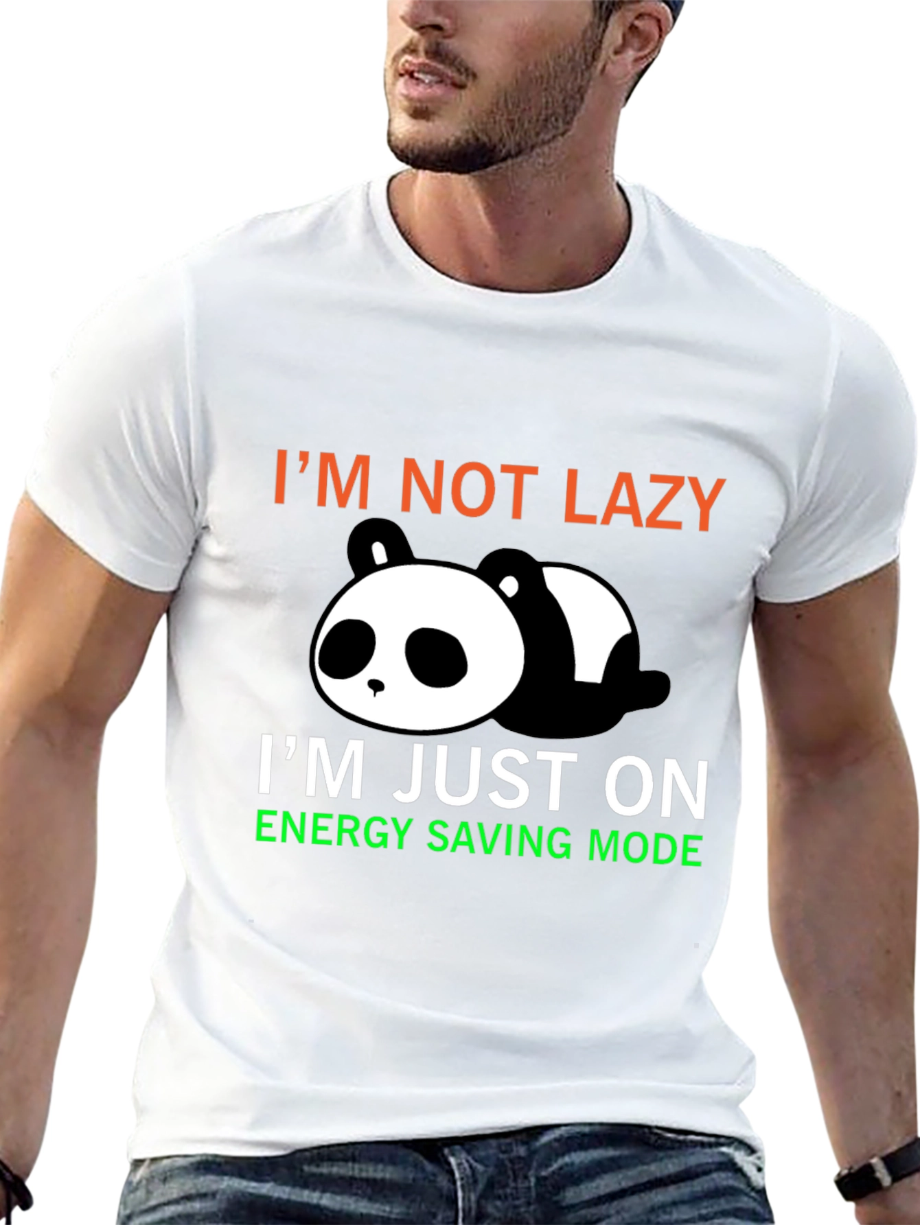 Lazy Panda Energy Saving Mode Graphic T-Shirt