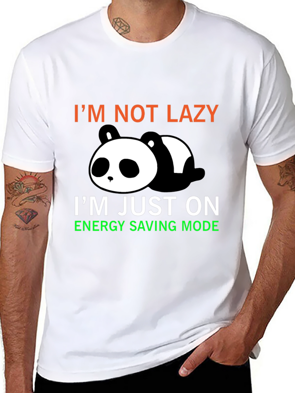 Lazy Panda Energy Saving Mode Graphic T-Shirt