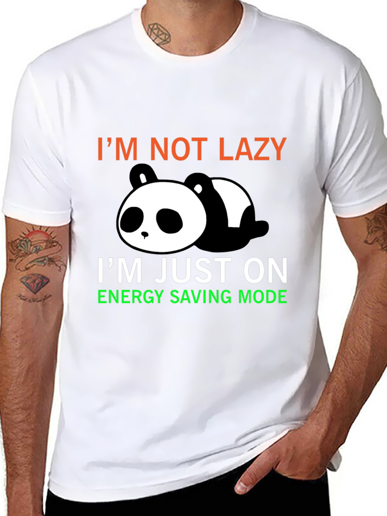 Lazy Panda Energy Saving Mode Graphic T-Shirt