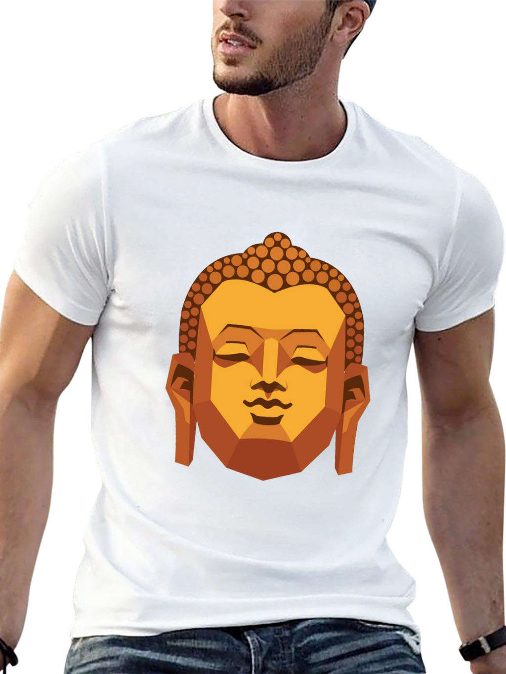 Geometric Buddha Graphic T-Shirt - Black