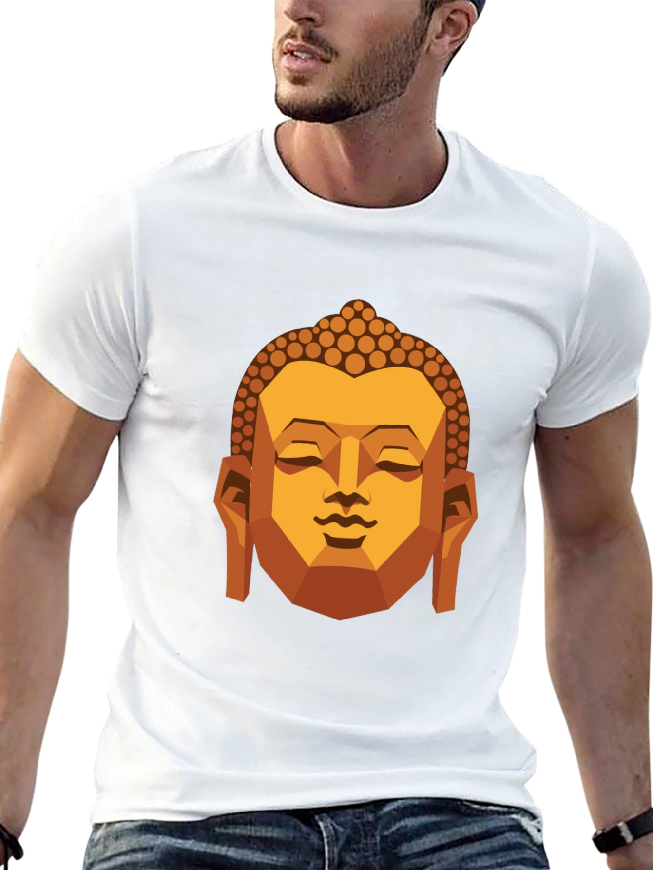 Geometric Buddha Graphic T-Shirt - Black