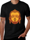 Geometric Buddha Graphic T-Shirt - Black