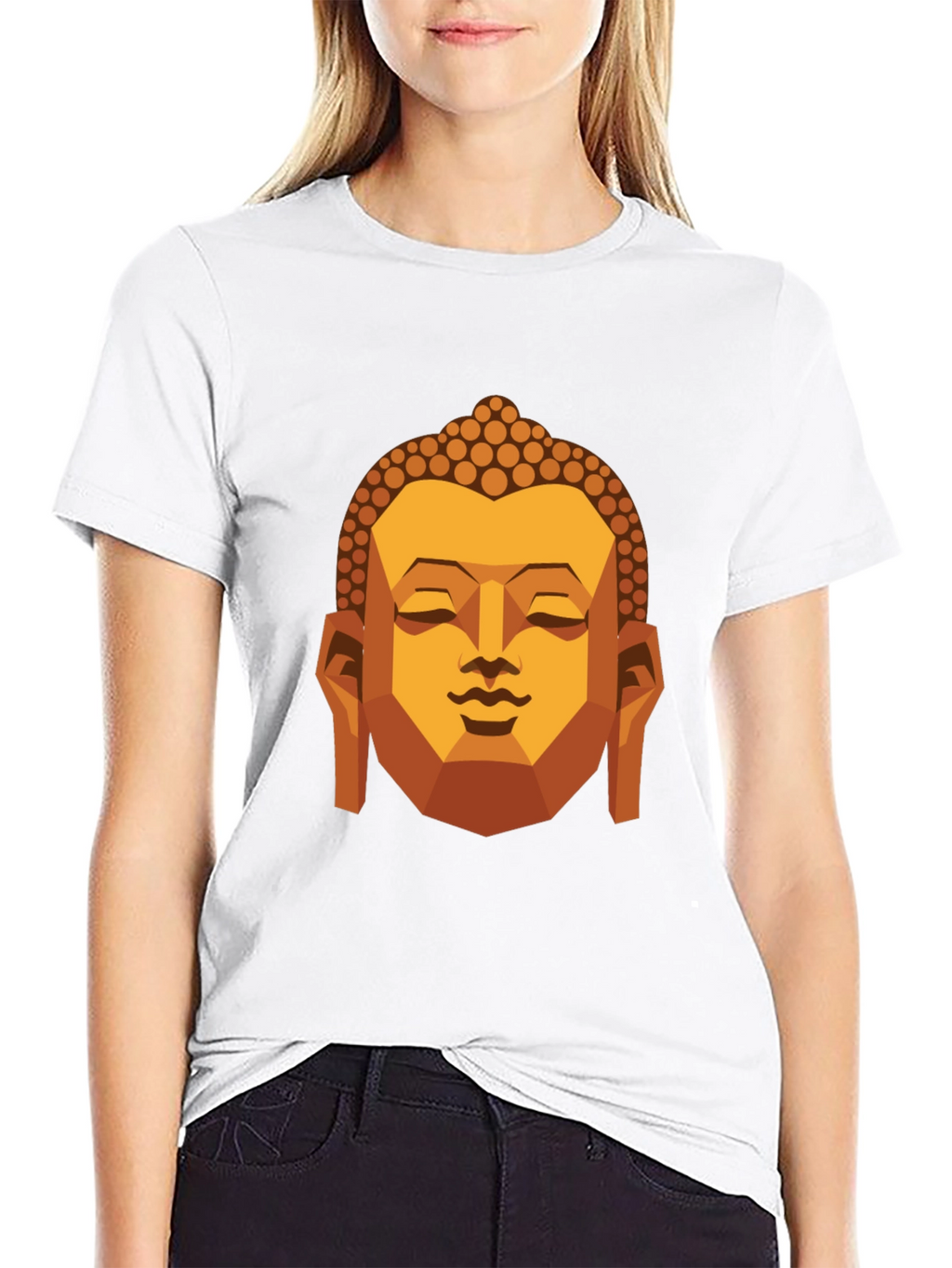 Geometric Buddha Graphic T-Shirt - Black