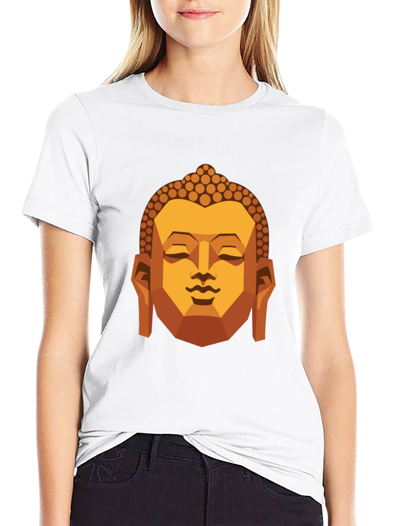 Geometric Buddha Graphic T-Shirt - Black