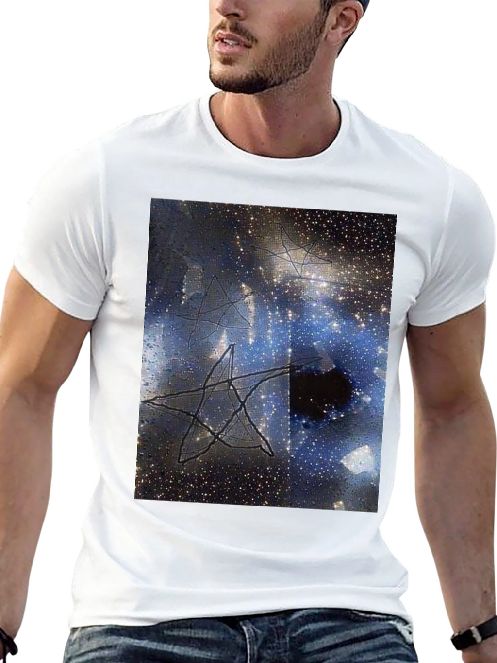 Cosmic Star Graphic Tee - Black Cotton T-Shirt