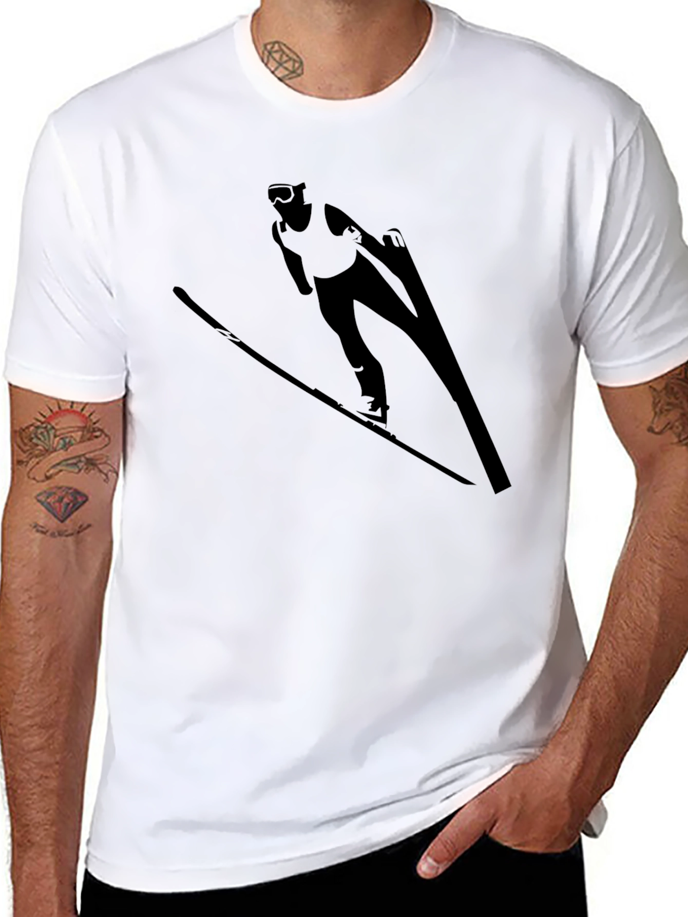 Ski Jumper Graphic Black T-Shirt