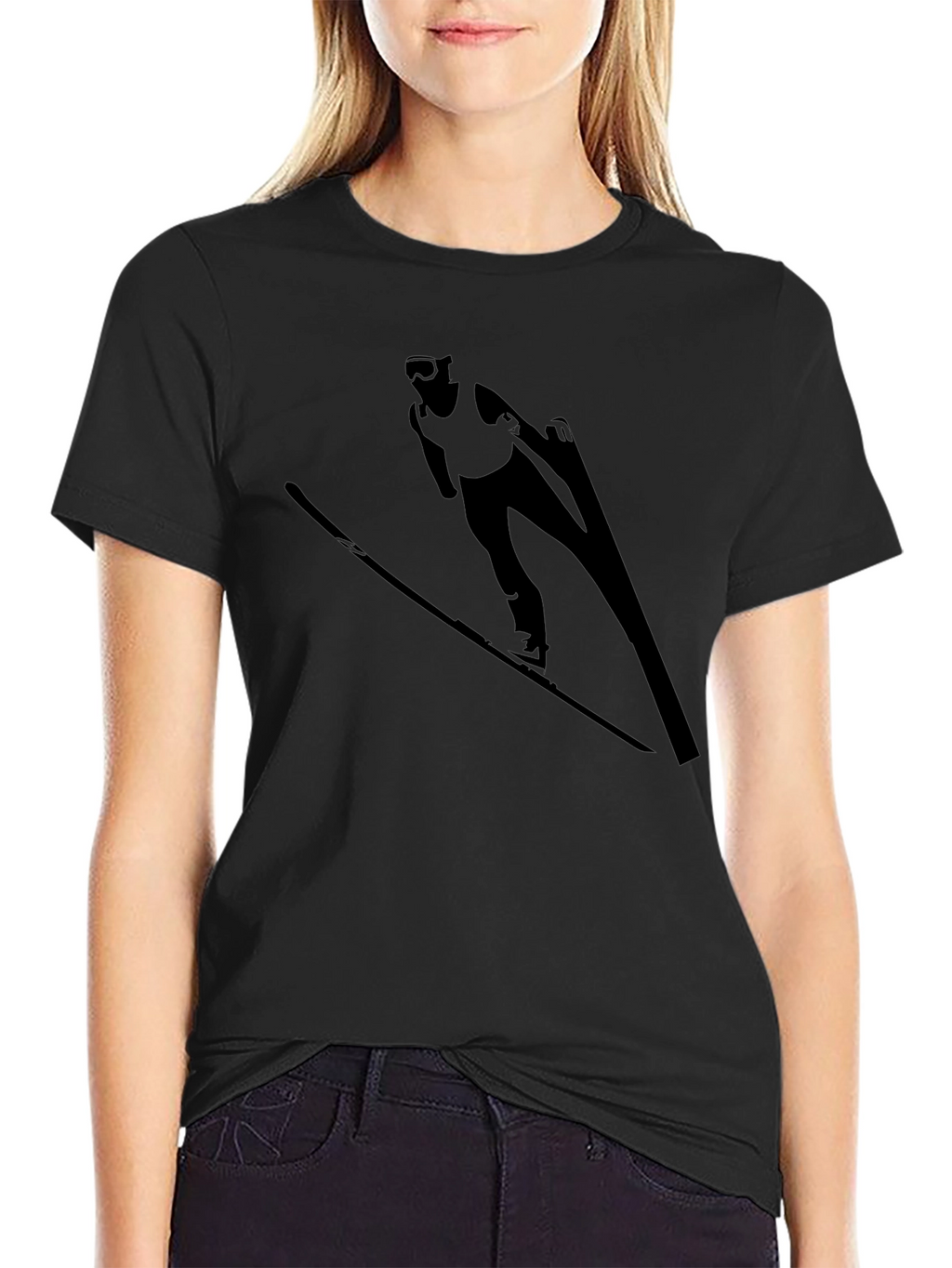 Ski Jumper Graphic Black T-Shirt