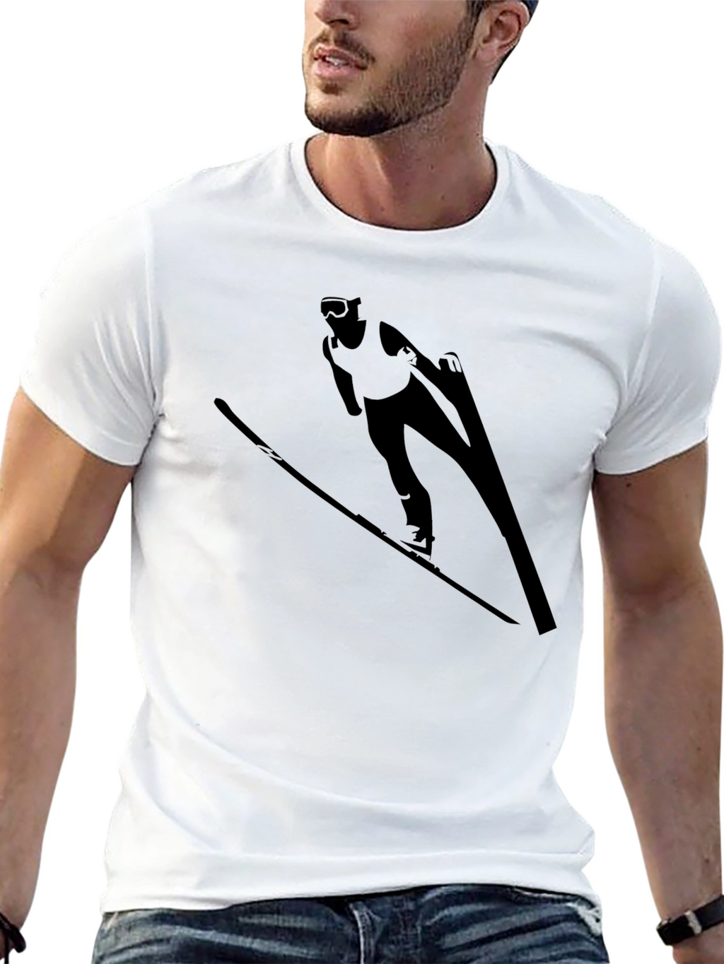 Ski Jumper Graphic Black T-Shirt
