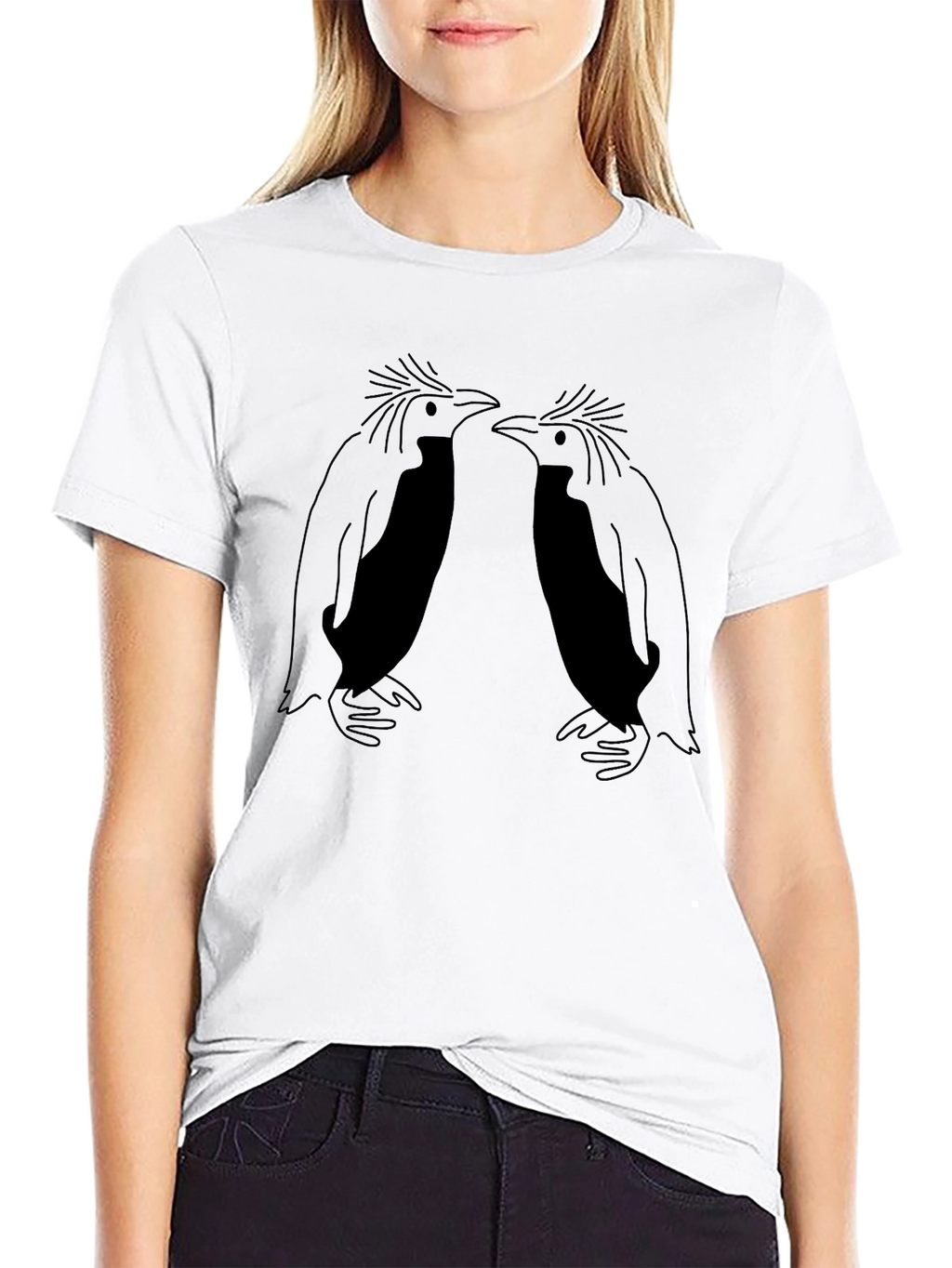 Penguin Graphic Tee - Black Crew Neck Shirt