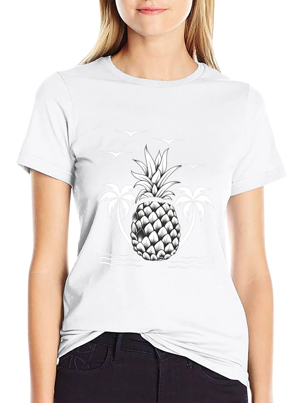 Tropical Pineapple Palm Tree Graphic Tee