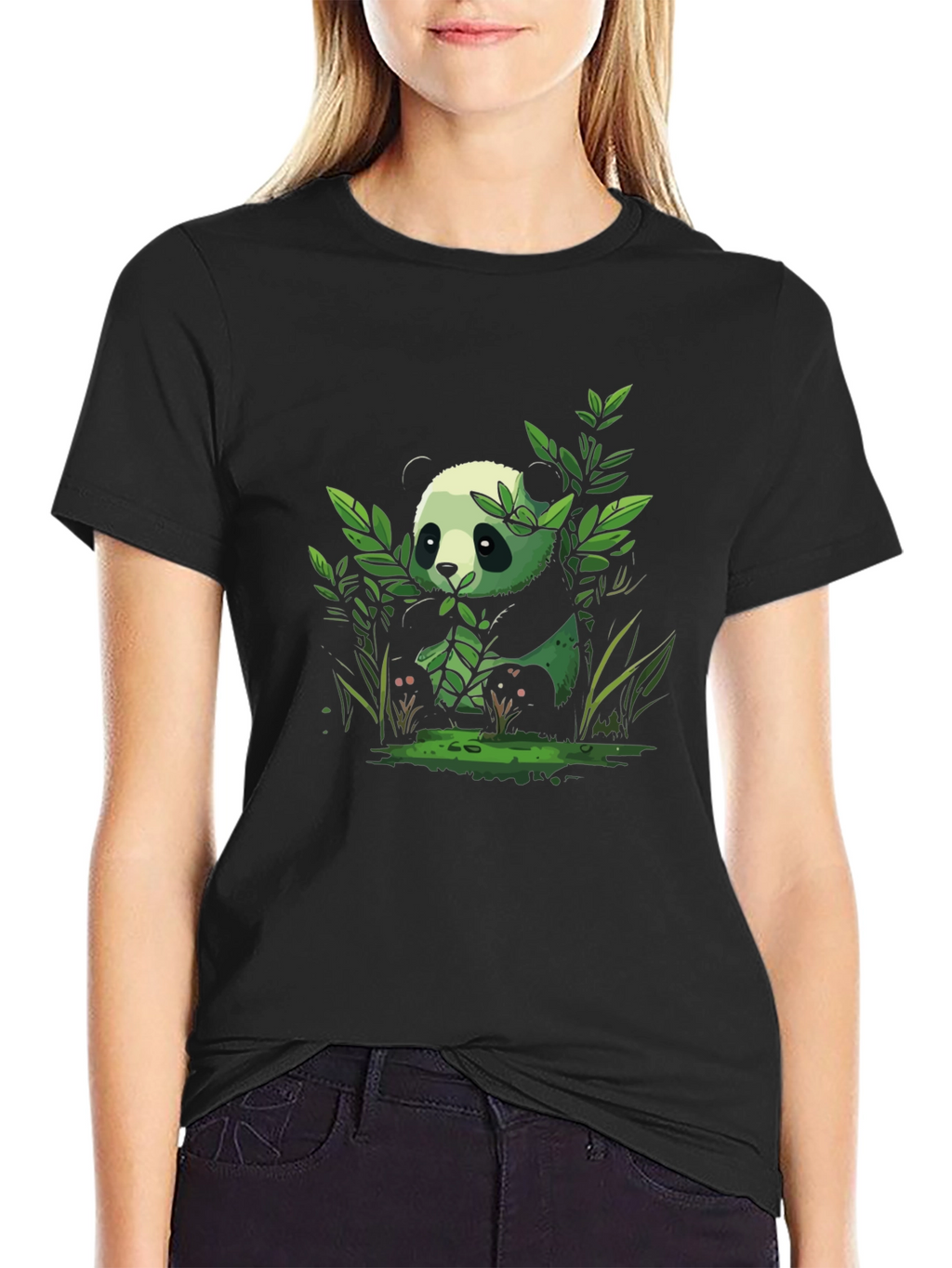 Panda Graphic Tee - Black Cotton Comfort