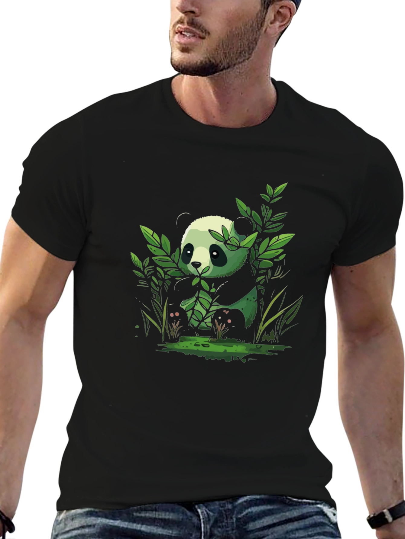 Panda Graphic Tee - Black Cotton Comfort