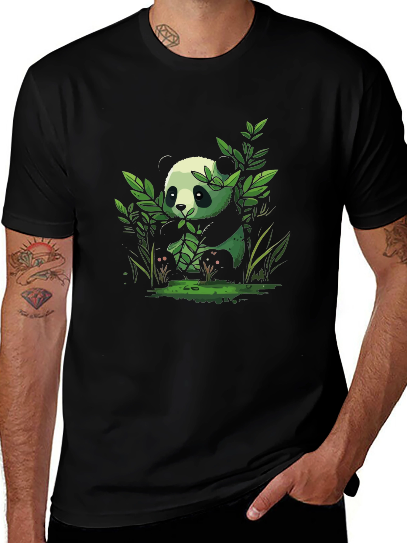Panda Graphic Tee - Black Cotton Comfort