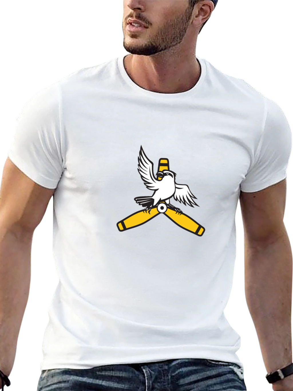 Aviator Bird Graphic Tee - Black