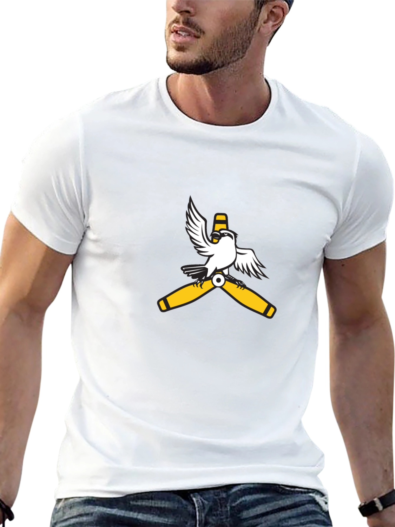 Aviator Bird Graphic Tee - Black