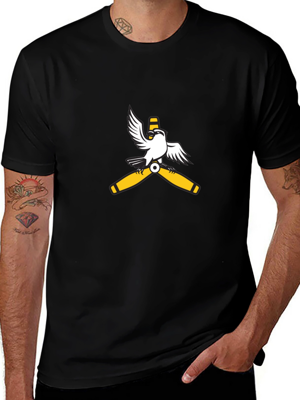 Aviator Bird Graphic Tee - Black