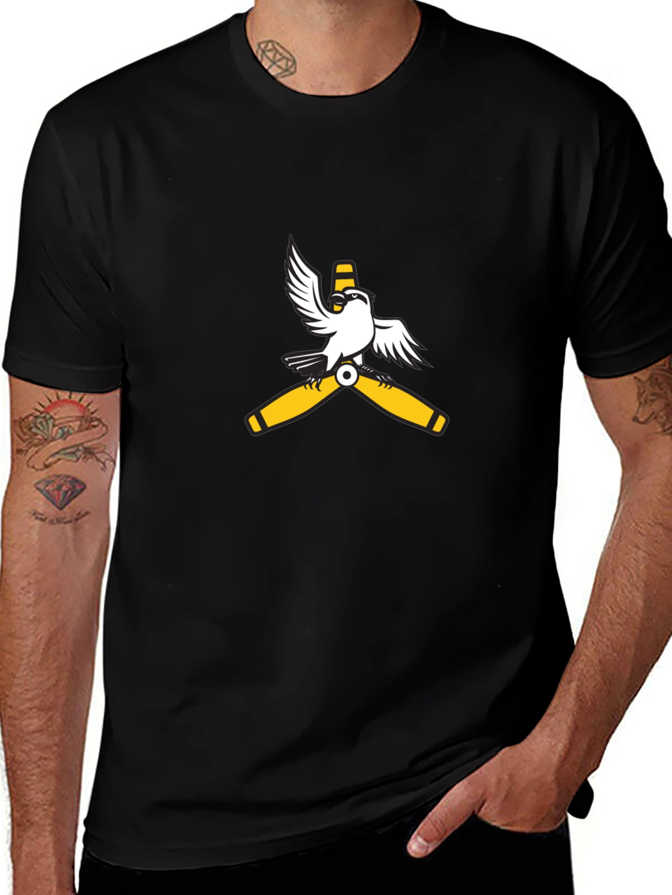 Aviator Bird Graphic Tee - Black