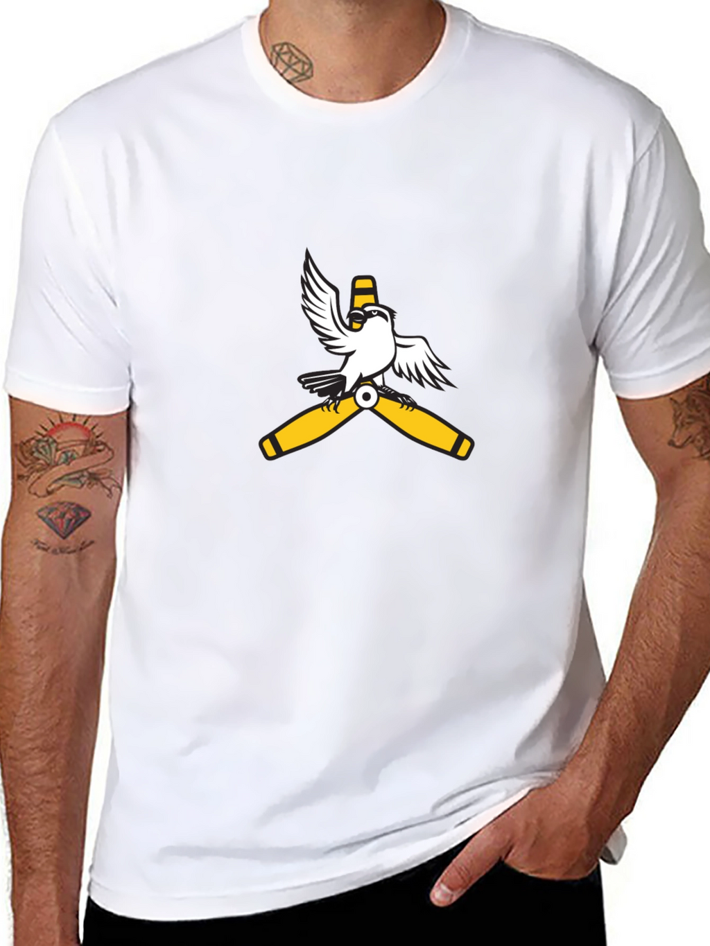 Aviator Bird Graphic Tee - Black