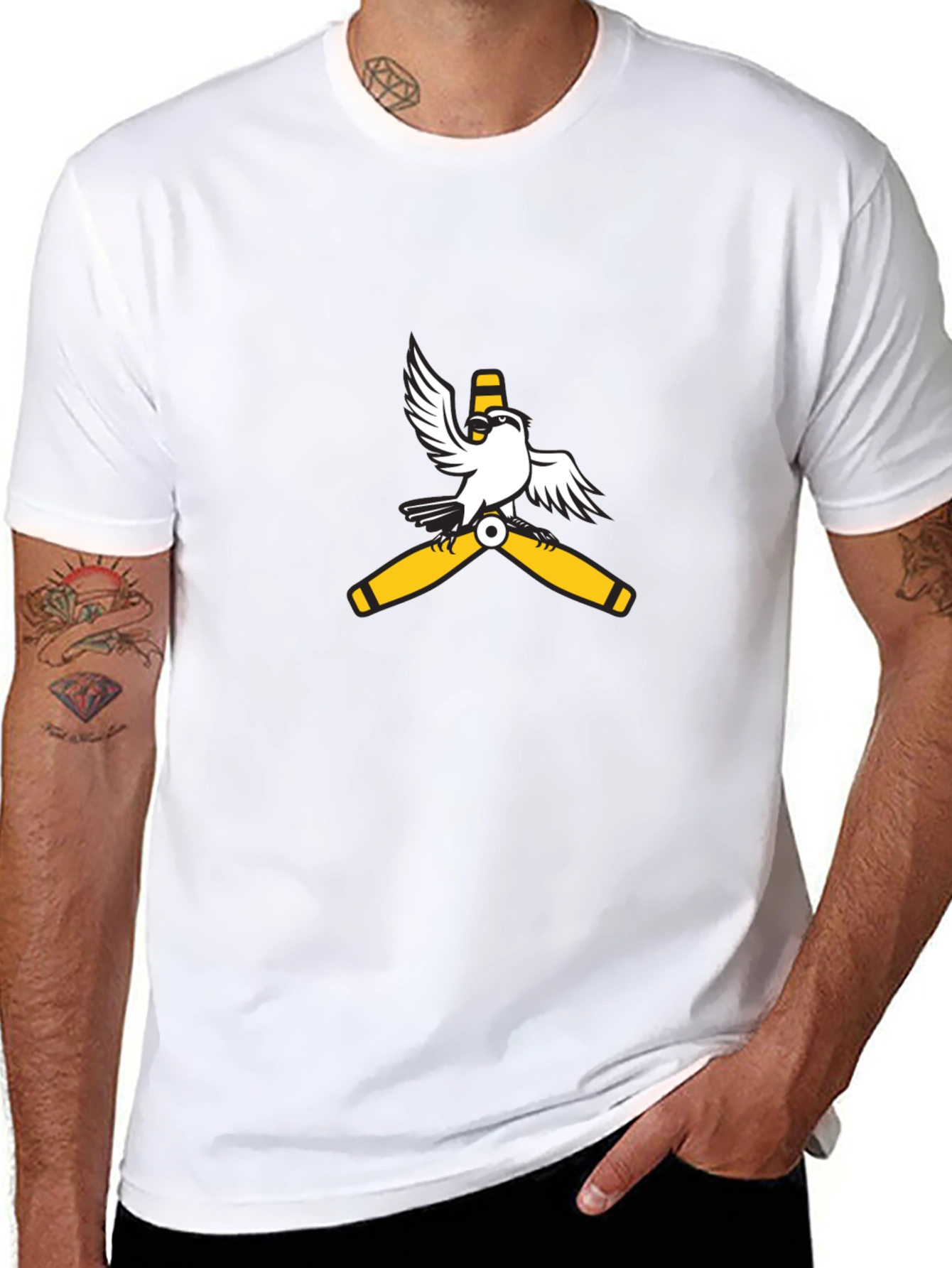 Aviator Bird Graphic Tee - Black