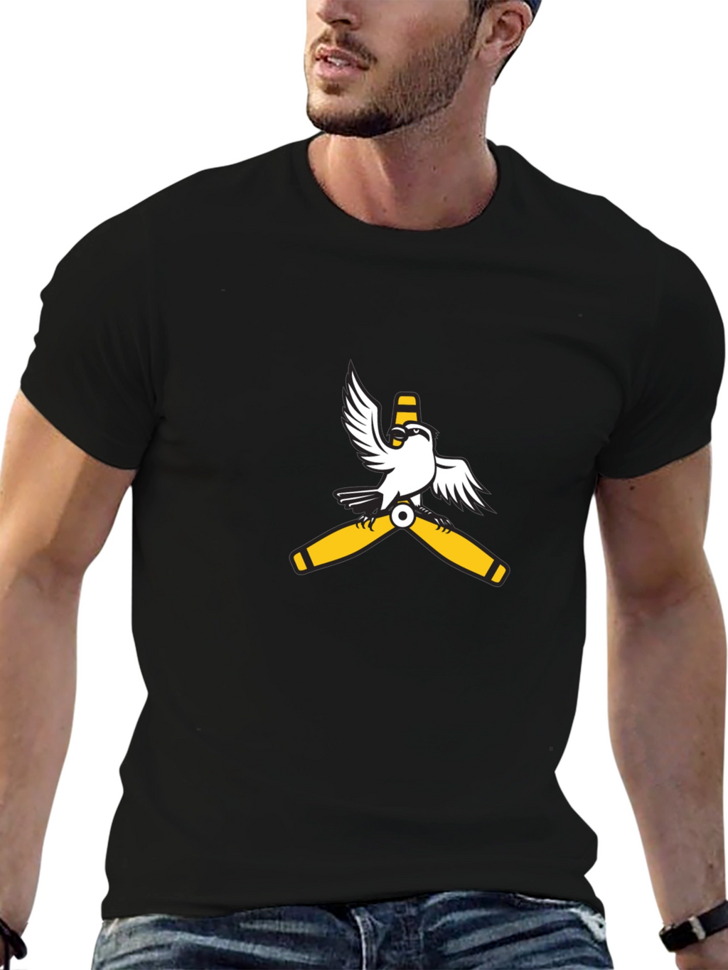 Aviator Bird Graphic Tee - Black