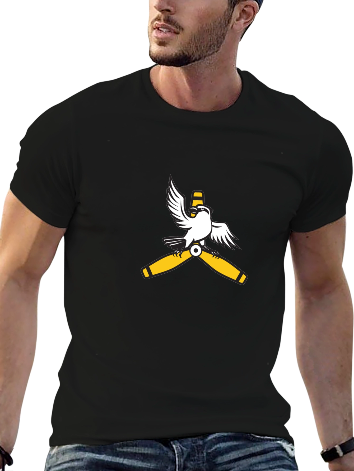 Aviator Bird Graphic Tee - Black