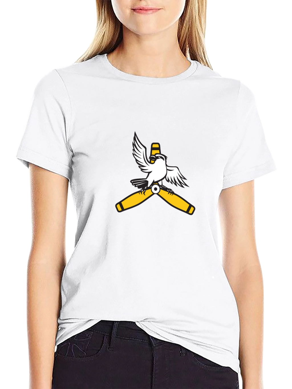 Aviator Bird Graphic Tee - Black
