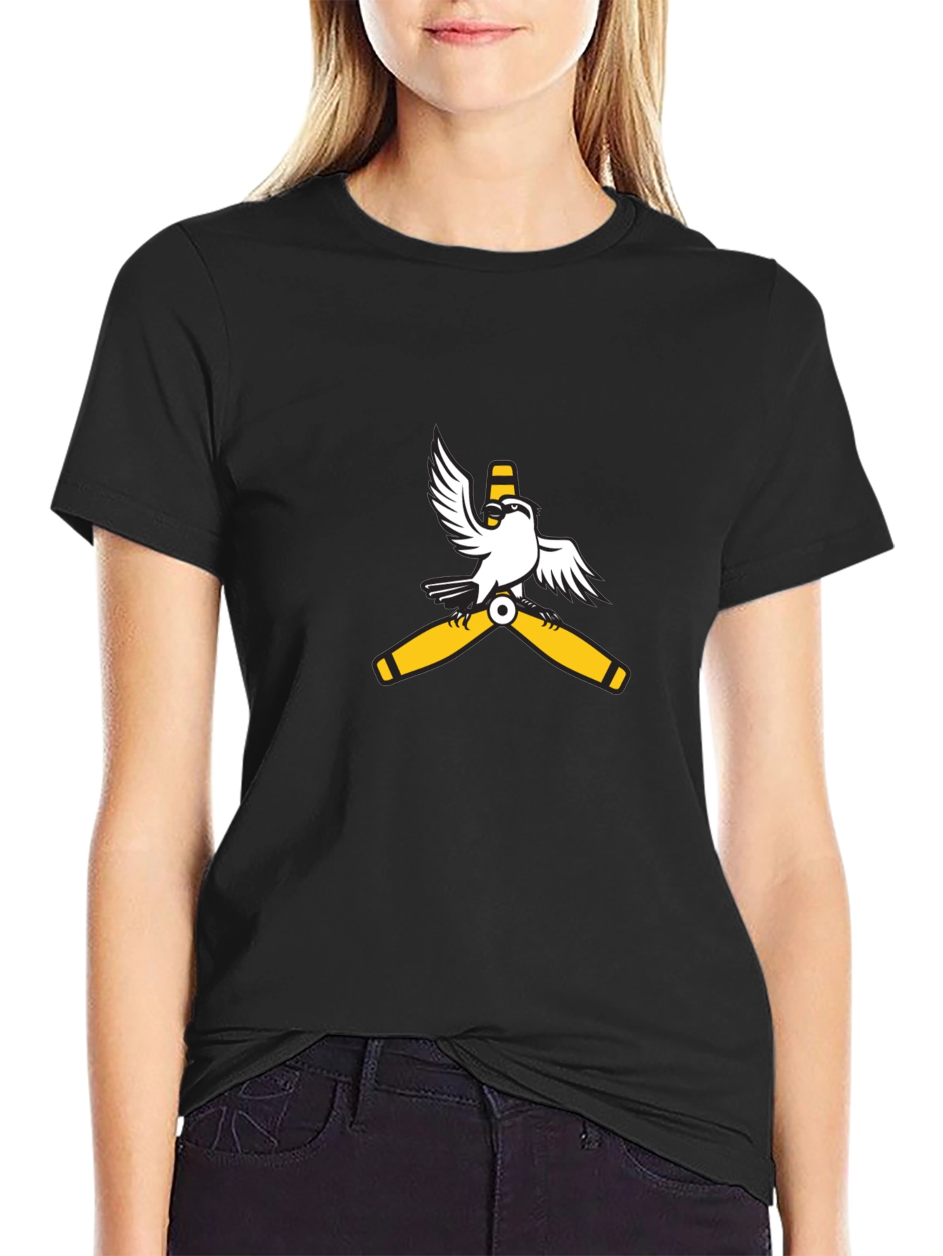 Aviator Bird Graphic Tee - Black