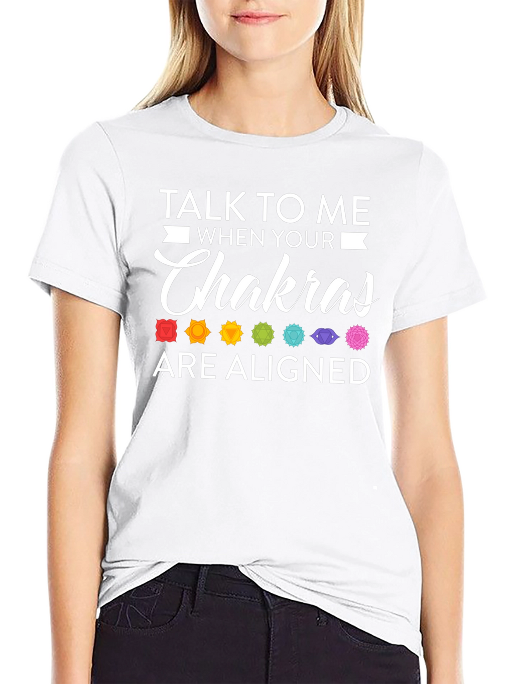 Aligned Chakras Graphic T-Shirt Black Cotton Blend