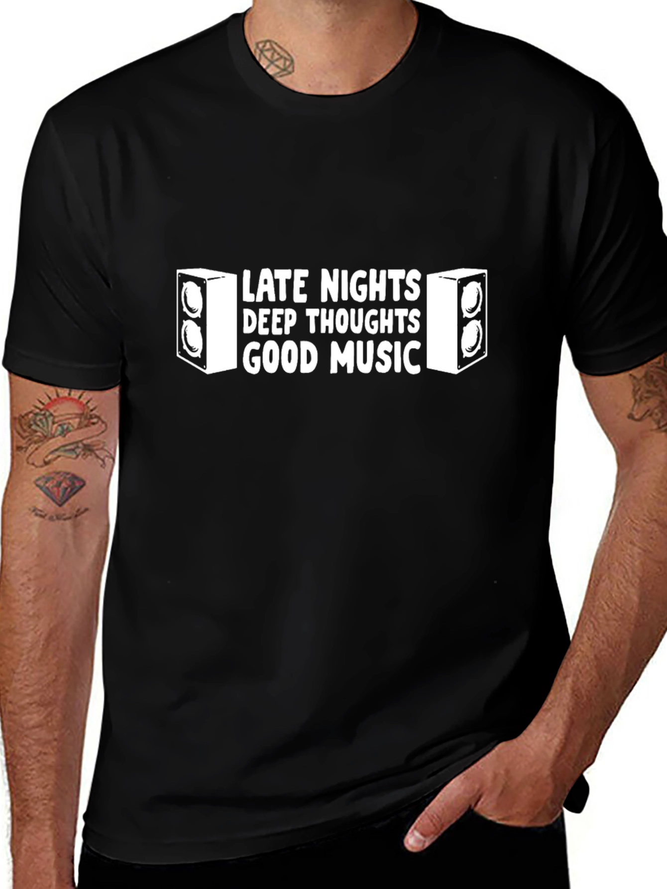 Late Nights Deep Thoughts Good Music Graphic Tee