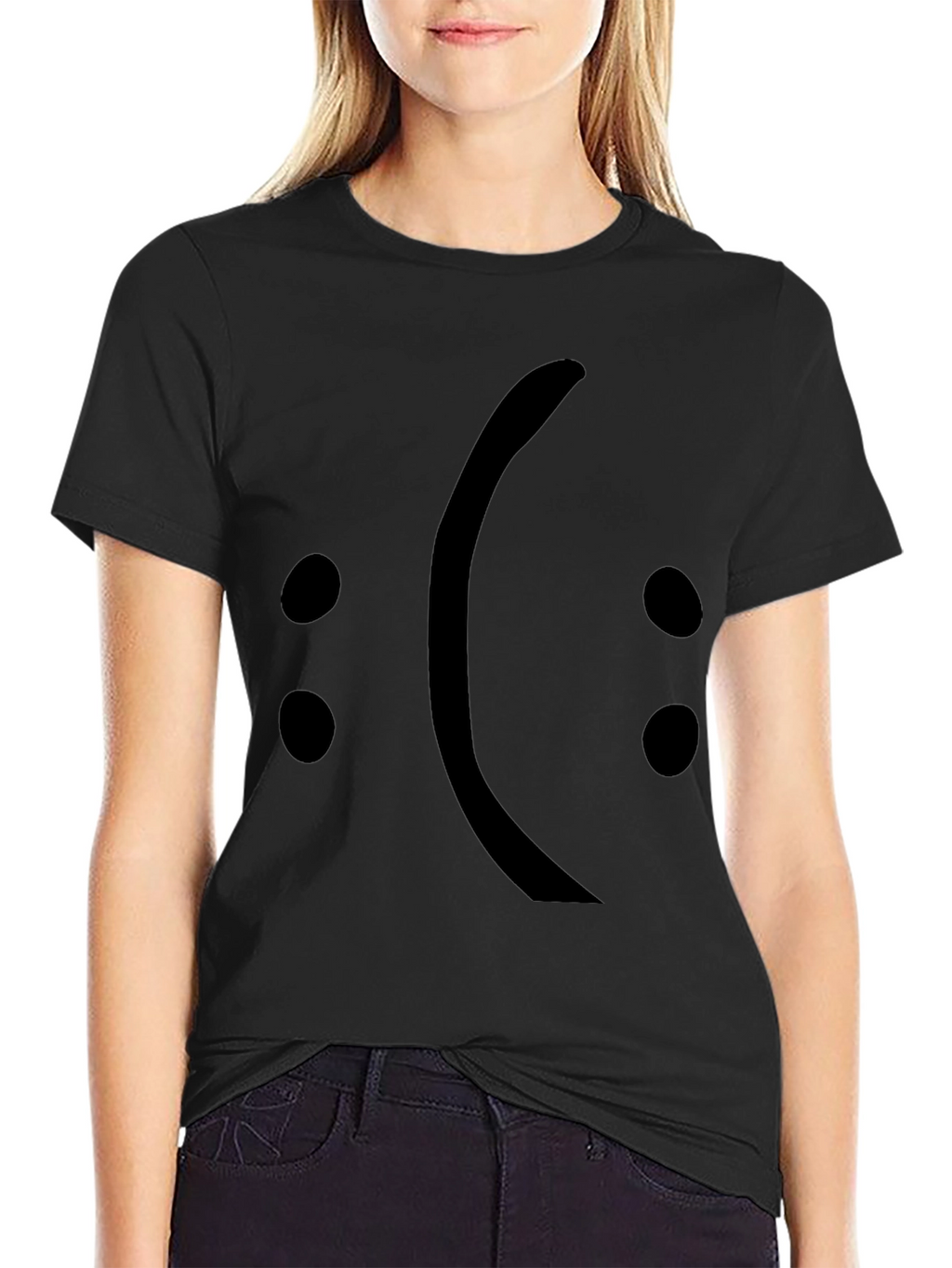 Sad Face Emoji T-Shirt - Black Graphic Tee