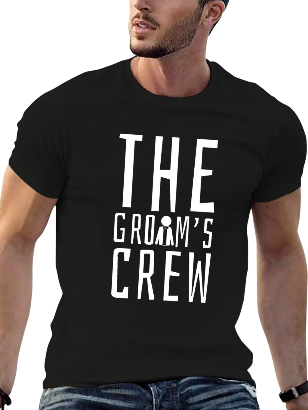 Grooms Crew T-Shirt - Black Wedding Party Tee